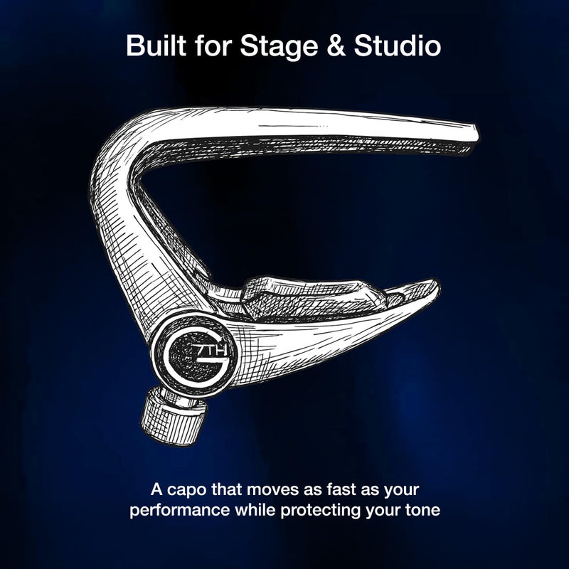 G7th Newport Guitar Capo, Steel String Silver 53mm -Low Profile, Easy to Use Flip Lever Guitar Capo with Fine-Tune Adjustment Knob, Safe Silicone Pads -Perfect for 6 String Acoustic & Electric Guitars - Image 5